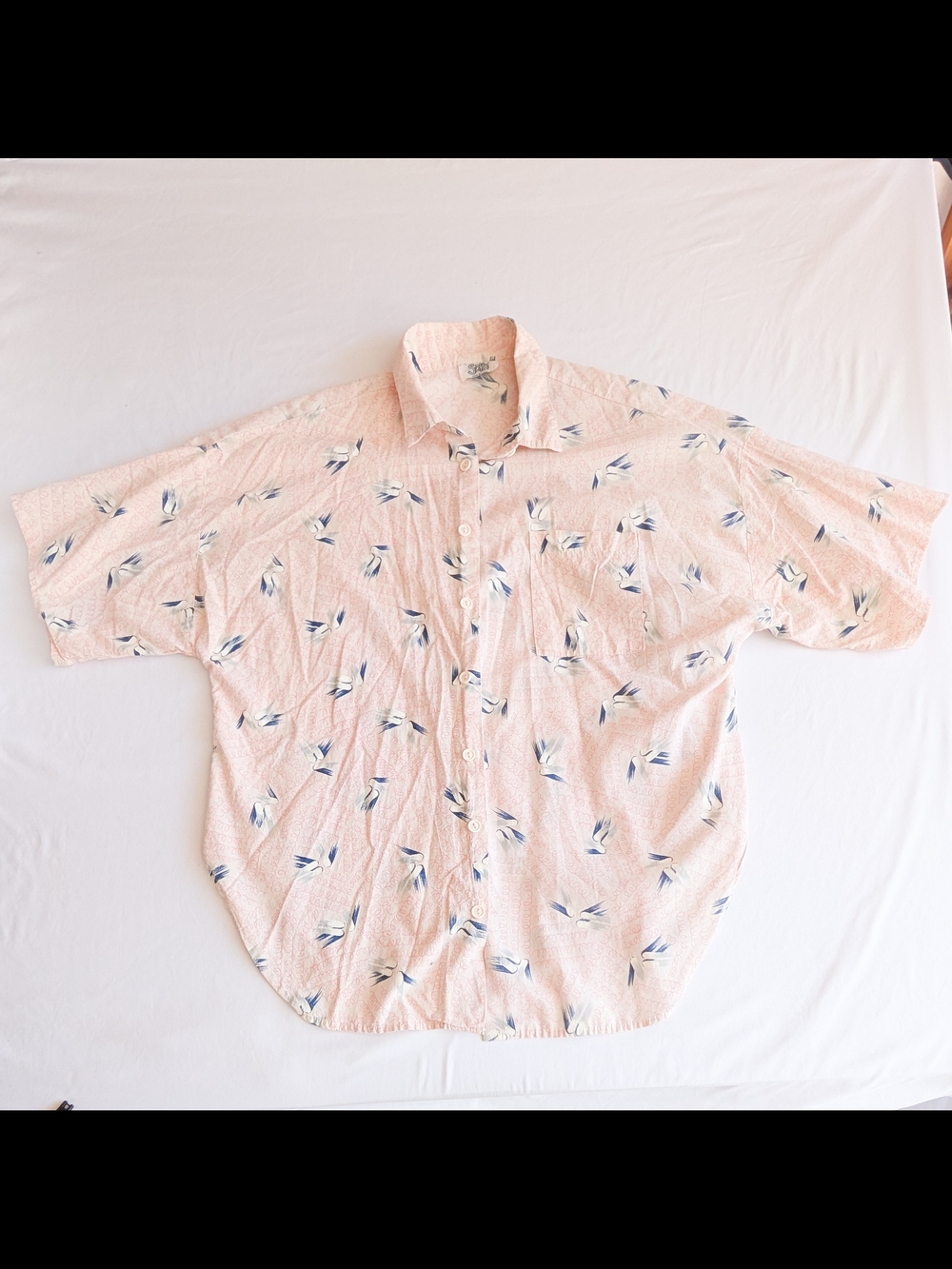 Soho Mens Pink Button Up W/ Blue Brush Stroke Pattern Casual Lightweight 2xl